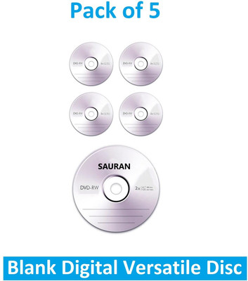 Sauran DVD Rewritable Pack of 5 Blank Digital Versatile Disc Ultra Clear DVD 4.7 GB