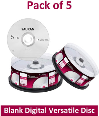 Sauran DVD Rewritable Pack of 5 Blank Digital Versatile Disc DVD 4.7 GB