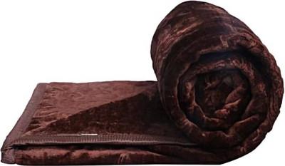 METRO LIVING Floral Double Mink Blanket for  Mild Winter(Microfiber, Brown)