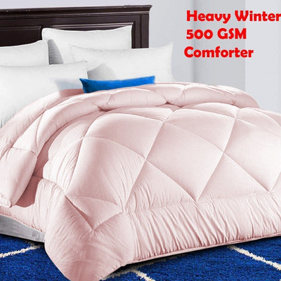 Linenovation Solid Single Comforter for  Heavy Winter(Polyester, Pink)