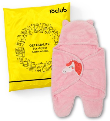 My New Born Cartoon Crib Hooded Baby Blanket for  AC Room(Polyester, Pink)