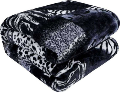 Comfowell Printed Double Mink Blanket for  Heavy Winter(Woollen Blend, Grey)