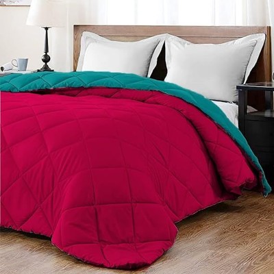 Oxinexx Solid Single Comforter for  Mild Winter(Poly Cotton, Red & Teal)