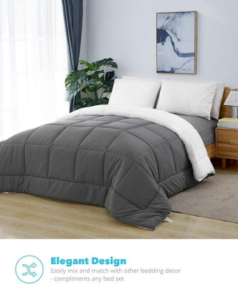 SIE STORE Checkered Double Comforter for  Heavy Winter(Cotton, Charcoal Grey, Off White)