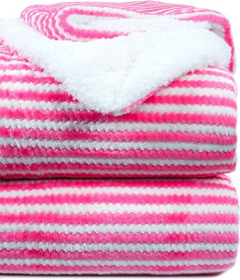 BSB HOME Solid Single Sherpa Blanket for  Heavy Winter(Polyester, Pink & White)