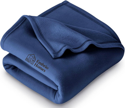 EMBRIO HOMES Solid Single Fleece Blanket for  Mild Winter(Polyester, Blue)