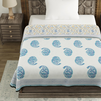Blocks Of India Paisley Single Dohar for  AC Room(Cotton, Blue)
