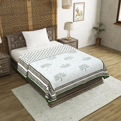 Blocks Of India Paisley Single Dohar for  AC Room(Cotton, Green, Yellow)