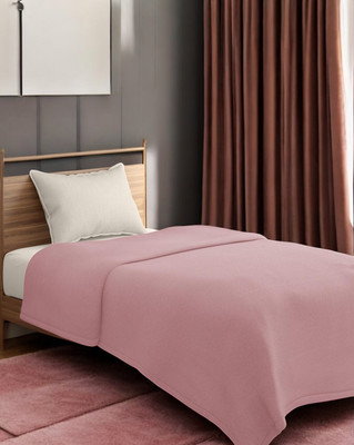 The Home Talk Solid Single Fleece Blanket for  AC Room(Polyester, Pink)