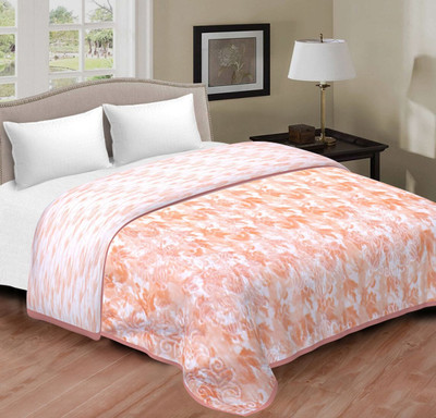 SPANGLE Printed King Mink Blanket for  Heavy Winter(Microfiber, Peach)