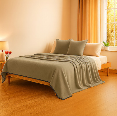 SANMARINO Solid Double AC Blanket for  Mild Winter(Polyester, Beige, Flannel Blanket, 270 GSM)