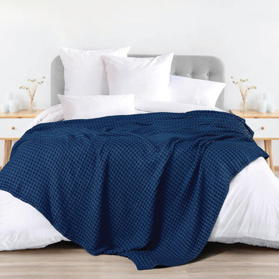 Urban Space Solid Single AC Blanket for  Heavy Winter(Cotton, Navy)