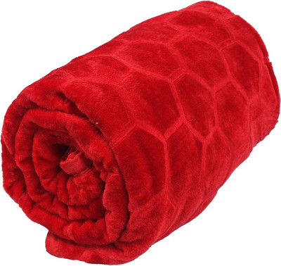 KIXTA Self Design Double Mink Blanket for  Heavy Winter(Microfiber, Red)