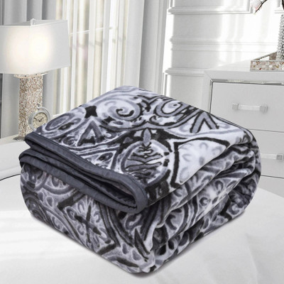 MAGICAL Printed Double AC Blanket for  AC Room(Microfiber, Lime Grey)