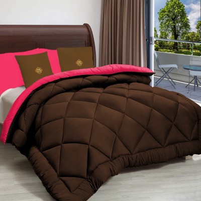 ADBENI HOME Geometric Double Comforter for  AC Room(Polyester, Pink-Brown)