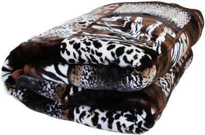 Mayk Printed Double Mink Blanket for  Mild Winter(Woollen Blend, Brown)