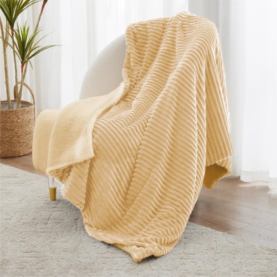 BSB HOME Solid Single Sherpa Blanket for  Mild Winter(Polyester, Beige & Beige)