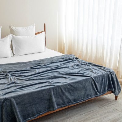 HOMEMONDE Solid Single AC Blanket for  Heavy Winter(Silk, Frost Blue)