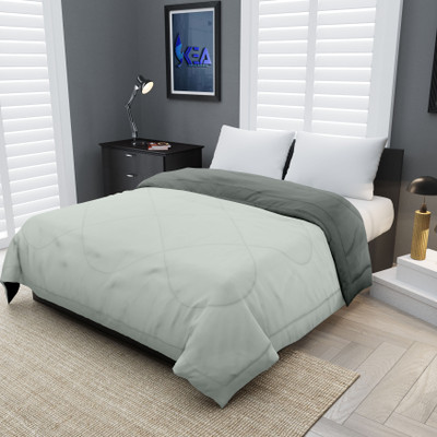 KORBIN Solid Single Comforter for  Mild Winter(Microfiber, Light Grey-Dark Grey)