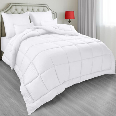 glaxy Solid Single Comforter for  Heavy Winter(Cotton, White)