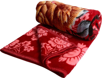 DORISTYLE Printed Double Mink Blanket for  Heavy Winter(Microfiber, dark red flower)