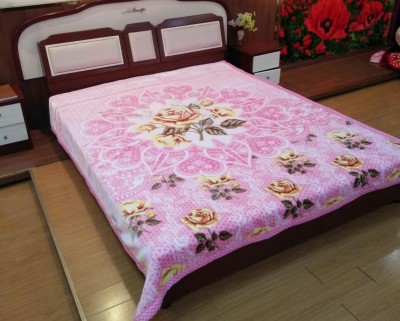 RAJASTHAN HANDLOOM Floral Double Mink Blanket for  Heavy Winter(Polyester, Floral Pink)
