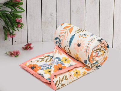 Flipkart SmartBuy Printed Single Comforter for  AC Room(Microfiber, Peach)