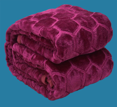 Shivam impex Solid Double Mink Blanket for  Heavy Winter(Microfiber, Burgundy)