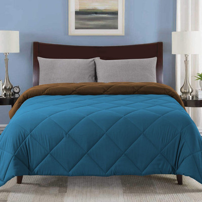 Jaipurlinen Solid Single AC Blanket for  AC Room(Polyester, Brown-Royal Blue)