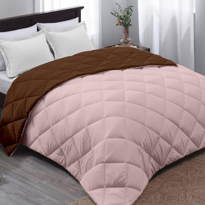 ASHEL Solid Double Comforter for  Mild Winter(Microfiber, BROWN & PEACH)
