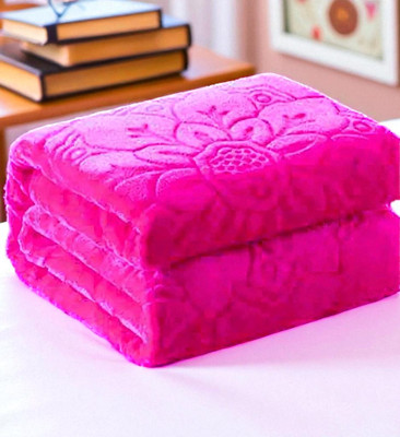 Changers Floral Double Mink Blanket for  Heavy Winter(Polyester, Pink)
