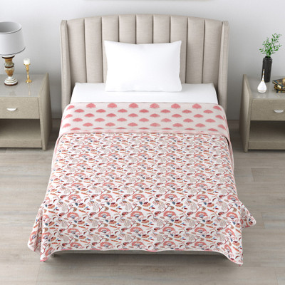 SPSON'S HANDLOOM Floral Single Dohar for  AC Room(Cotton, pink & orange)