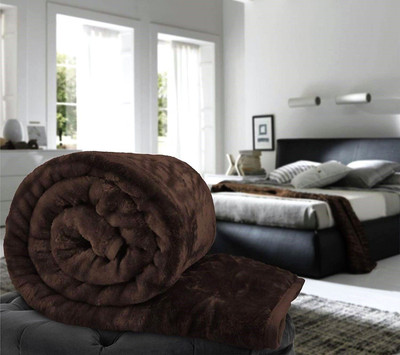 Cozy Floral, Solid, Printed Single Mink Blanket for  Heavy Winter(Microfiber, Brown)