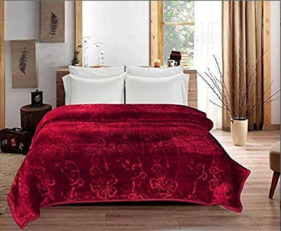 TUNDWAL'S Floral Double Mink Blanket for  Mild Winter(Microfiber, Maroon)