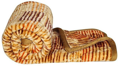 NK Handlooms Printed Double Weighted Blanket for  Heavy Winter(Microfiber, Golden Shade)