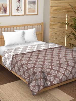 DORISTYLE Floral Double Dohar for  AC Room(Cotton, Coffee White Bell)