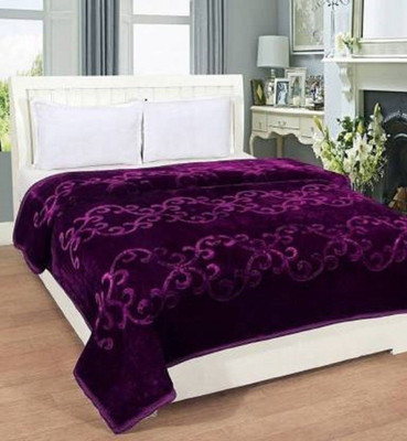 BLAN STAR Self Design Double AC Blanket for  Heavy Winter(Polyester, Purple)