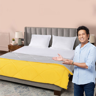 Livpure Smart Solid Single Comforter for  Heavy Winter(Polyester, Mustard Yellow & Monsoon Grey)