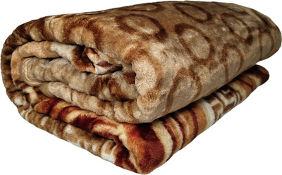 HOMIEE Floral Double Sherpa Blanket for  Mild Winter(Polyester, Brown)