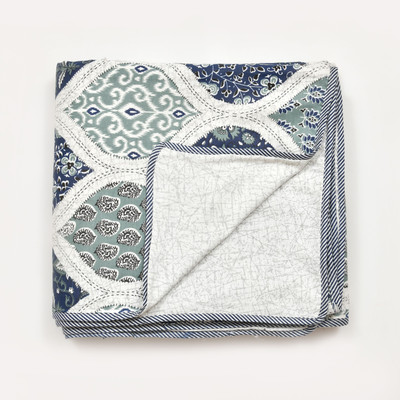 Qfab Printed Single Dohar for  AC Room(Cotton, Blue)