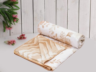 RRC Printed Single Dohar for  Mild Winter(Cotton, White, Light Brown)