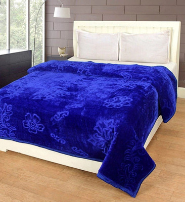 Swikon star Floral Double Mink Blanket for  Heavy Winter(Microfiber, Blue)