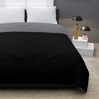 Comfowell Solid Single Comforter for  Heavy Winter(Poly Cotton, Black & Grey)