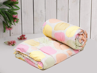 RUSTIC LINEN Printed Double Comforter for  Mild Winter(Microfiber, Yellow, Pink)