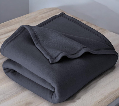 The Home Talk Solid Single Fleece Blanket for  AC Room(Polyester, Grey)