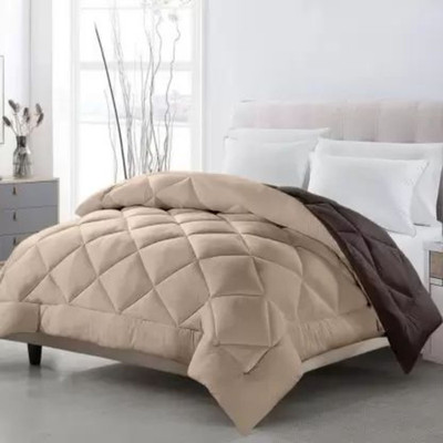 CRAZY WORLD Solid Double Comforter for  Mild Winter(Microfiber, Beige, Coffee)
