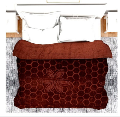 TUNDWAL'S Floral Double Mink Blanket for  Mild Winter(Microfiber, Brown)