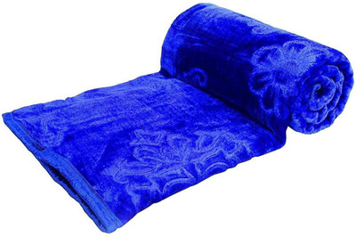Changers Self Design Double Mink Blanket for  Heavy Winter(Microfiber, Blue)