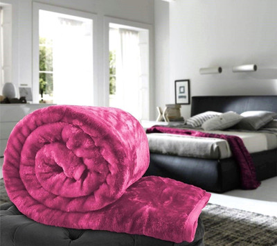 Cozy Floral, Solid, Printed Double Mink Blanket for  Heavy Winter(Microfiber, Dark Purple)