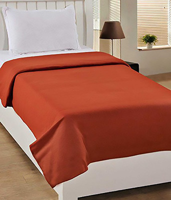 The Home Talk Solid Double Fleece Blanket for  AC Room(Polyester, Rusty Orange)